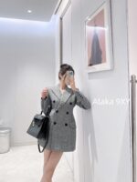 Yves Saint Laurent's sense of luxury  Heavy Industry herringbone pattern imported woolen coat for women 2024 autumn new Korean version slimming and thickening suit collar woolen coat - Image 22