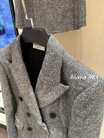 Yves Saint Laurent's sense of luxury  Heavy Industry herringbone pattern imported woolen coat for women 2024 autumn new Korean version slimming and thickening suit collar woolen coat - Image 28