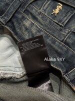 Yves Saint Laurent   2024 Autumn/Winter New Collection Y  High waisted metal letter logo slimming pocket straight tube micro flared jeans - Image 8