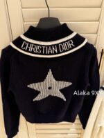 DIOR gift box packaging  D  2024 Autumn/Winter New Collection _ Heavy Industry Collar Five pointed Star Jacquard Logo Hooded Woolen SweaterWhite Rich Beauty Elegant Style - Image 8