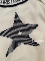DIOR gift box packaging  D  2024 Autumn/Winter New Collection _ Heavy Industry Collar Five pointed Star Jacquard Logo Hooded Woolen SweaterWhite Rich Beauty Elegant Style - Image 11