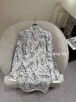 BALMAIN    French retro luxury24autumn/winter new collection elegant jacquard shoulder pad metal decoration B  Knitted dress for women. Slimming and slimming to enhance temperament - Image 4