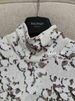 BALMAIN    French retro luxury24autumn/winter new collection elegant jacquard shoulder pad metal decoration B  Knitted dress for women. Slimming and slimming to enhance temperament - Image 21