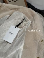 CELINE  2024 autumn and winter new gold button letter logo lamb fur lapel jacketCustomized gold molded buckle lining with exquisite matching - Image 8
