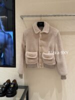 CELINE  2024 autumn and winter new gold button letter logo lamb fur lapel jacketCustomized gold molded buckle lining with exquisite matching - Image 22
