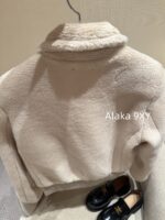CELINE  2024 autumn and winter new gold button letter logo lamb fur lapel jacketCustomized gold molded buckle lining with exquisite matching - Image 25