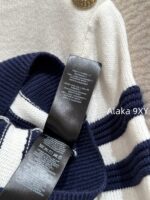 BALMAIN "Pure Desire Goddess Atmosphere" B  24 Autumn/Winter New Collection Round Neck Black and White Striped Diagonal Shoulder Metal Buckle Medium Long Striped Woolen Dress for Women - Image 6