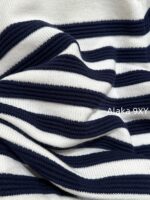 BALMAIN "Pure Desire Goddess Atmosphere" B  24 Autumn/Winter New Collection Round Neck Black and White Striped Diagonal Shoulder Metal Buckle Medium Long Striped Woolen Dress for Women - Image 24