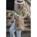 Yves Saint Laurent  24ss show style  a musthave item for Bai Fumei Island vacation  Lafite Grass mesh bag with metal logo shopping bag. - Image 4
