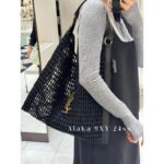 Yves Saint Laurent  24ss show style  a musthave item for Bai Fumei Island vacation  Lafite Grass mesh bag with metal logo shopping bag. - Image 12