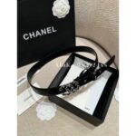 Chanel's "White Beauty Fashion Mind Accessories"   24ss New Series Heavy Industry Diamond Grid Chain Logo Genuine Leather Belt for Women - Image 11