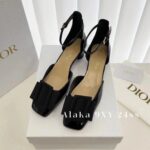 Dior Super Beautiful24ss Summer New Collection, IDLY socialite temperament, French style onepiece leather rhinestone sandals, women's summer hollow square buckle highheeled sandals - Image 10