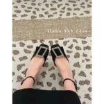 Dior Super Beautiful24ss Summer New Collection, IDLY socialite temperament, French style onepiece leather rhinestone sandals, women's summer hollow square buckle highheeled sandals - Image 13