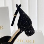 Dior Super Beautiful24ss Summer New Collection, IDLY socialite temperament, French style onepiece leather rhinestone sandals, women's summer hollow square buckle highheeled sandals - Image 20