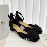 Dior Super Beautiful24ss Summer New Collection, IDLY socialite temperament, French style onepiece leather rhinestone sandals, women's summer hollow square buckle highheeled sandals - Image 25
