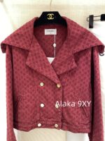 Chanel 2024 Autumn/Winter Collection  Wine red highend feelLarge lapel double breasted jacket with jacquard lapel and double breasted buttons, versatile and slimming on the upper body - Image 13