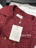 Chanel 2024 Autumn/Winter Collection  Wine red highend feelLarge lapel double breasted jacket with jacquard lapel and double breasted buttons, versatile and slimming on the upper body - Image 28