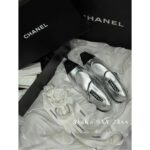 Chanel  24p Early Spring New Collection  Self preserved High end Silver Mary Jane Pointed Water Diamond Single Shoes for Women. - Image 4