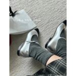 Chanel  24p Early Spring New Collection  Self preserved High end Silver Mary Jane Pointed Water Diamond Single Shoes for Women. - Image 8