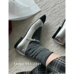 Chanel  24p Early Spring New Collection  Self preserved High end Silver Mary Jane Pointed Water Diamond Single Shoes for Women. - Image 9