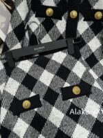 BALMAIN autumn and winter new collection  temperament black and white diamond grid round neck cardiganhip hugging skirt for women to show off their weight and figure. - Image 8