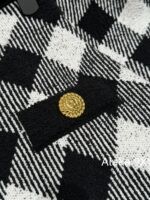 BALMAIN autumn and winter new collection  temperament black and white diamond grid round neck cardiganhip hugging skirt for women to show off their weight and figure. - Image 11