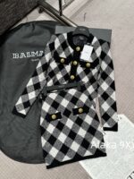 BALMAIN autumn and winter new collection  temperament black and white diamond grid round neck cardiganhip hugging skirt for women to show off their weight and figure. - Image 21