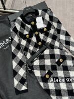 BALMAIN autumn and winter new collection  temperament black and white diamond grid round neck cardiganhip hugging skirt for women to show off their weight and figure. - Image 25