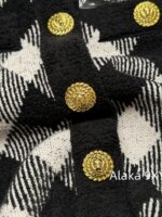 BALMAIN autumn and winter new collection  temperament black and white diamond grid round neck cardiganhip hugging skirt for women to show off their weight and figure. - Image 26