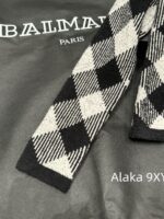 BALMAIN autumn and winter new collection  temperament black and white diamond grid round neck cardiganhip hugging skirt for women to show off their weight and figure. - Image 27