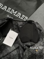 BALMAIN autumn and winter new collection  temperament black and white diamond grid round neck cardiganhip hugging skirt for women to show off their weight and figure. - Image 28