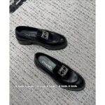 Chanel 8/23_ A musthave silver buckle metal loafers/thick soled single shoes for early autumn, with a lazy design and 100 genuine leather and shiny leather material. - Image 3