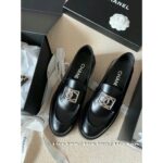Chanel 8/23_ A musthave silver buckle metal loafers/thick soled single shoes for early autumn, with a lazy design and 100 genuine leather and shiny leather material. - Image 4