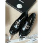 Chanel 8/23_ A musthave silver buckle metal loafers/thick soled single shoes for early autumn, with a lazy design and 100 genuine leather and shiny leather material. - Image 5
