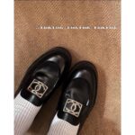 Chanel 8/23_ A musthave silver buckle metal loafers/thick soled single shoes for early autumn, with a lazy design and 100 genuine leather and shiny leather material. - Image 14
