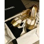 Chanel's own collection  the most beautiful pair of pointed single shoes in 23k. Three dimensional resin camellias embellish the small slope and design, showcasing the leg lengthening artifact - Image 5