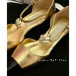 Chanel's own collection  the most beautiful pair of pointed single shoes in 23k. Three dimensional resin camellias embellish the small slope and design, showcasing the leg lengthening artifact - Image 8