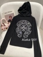 Chrome Hearts Reserved/2022ss Early Autumn New Cruo   Cross hot stamping fashionable sports suit women's hooded sweatshirt casual wide leg pants twopiece set trendy autumn casual lazy suit, this set is still the most practical to wear, giving people a comfortable and free relaxed state! Highlighting the casual and lazy temperament, the printed pattern has many scenes, with some exquisite and unique feelings. The high waisted design enhances the waistline and elongates the leg lines, creating a paper figure effect - Image 26