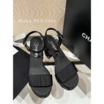 Chanel  24c Spring/Summer New Collection Black Diamond Logo Slope Heel Sandals/Waterproof Platform Thick soled Shoes Gift Box Packaging