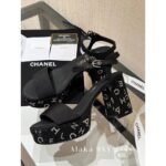 Chanel  24c Spring/Summer New Collection Black Diamond Logo Slope Heel Sandals/Waterproof Platform Thick soled Shoes Gift Box Packaging - Image 4