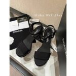 Chanel  24c Spring/Summer New Collection Black Diamond Logo Slope Heel Sandals/Waterproof Platform Thick soled Shoes Gift Box Packaging - Image 6