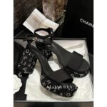 Chanel  24c Spring/Summer New Collection Black Diamond Logo Slope Heel Sandals/Waterproof Platform Thick soled Shoes Gift Box Packaging - Image 9