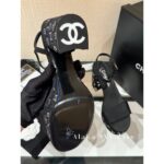 Chanel  24c Spring/Summer New Collection Black Diamond Logo Slope Heel Sandals/Waterproof Platform Thick soled Shoes Gift Box Packaging - Image 10