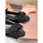 miumiu   The ballet shoes of the little princessHandmade threedimensional bow decoration 2024 SS new patent leather spliced bow single shoe for women. - Image 8