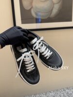 CHANEL High Edition  25C New SeriesHeavy Industry Comic Embroidery Logo Classic Black and White Color blocked Panda Board Shoes/Sports Shoes for Women - Image 6