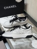 CHANEL High Edition  25C New SeriesHeavy Industry Comic Embroidery Logo Classic Black and White Color blocked Panda Board Shoes/Sports Shoes for Women - Image 11
