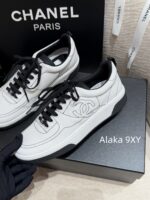 CHANEL High Edition  25C New SeriesHeavy Industry Comic Embroidery Logo Classic Black and White Color blocked Panda Board Shoes/Sports Shoes for Women - Image 16