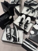 CHANEL High Edition  25C New SeriesHeavy Industry Comic Embroidery Logo Classic Black and White Color blocked Panda Board Shoes/Sports Shoes for Women - Image 23