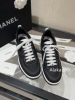 CHANEL High Edition  25C New SeriesHeavy Industry Comic Embroidery Logo Classic Black and White Color blocked Panda Board Shoes/Sports Shoes for Women - Image 25