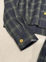 MIUMIU ""American retro campus style outfit ” 2024 Autumn/Winter New Collection Initial Sheer Wool Material   Collar plaid metal button shirt set for women - Image 8